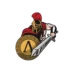 Logo représentant un guerrier spartiate stylisé. Il porte un casque doré à crête rouge, une cape rouge et tient un bouclier rond orné de motifs grecs avec la lettre Λ (lambda) au centre. Dans son autre main, il brandit une épée argentée. L'illustration est dynamique avec un contour blanc et noir pour un effet d'autocollant.